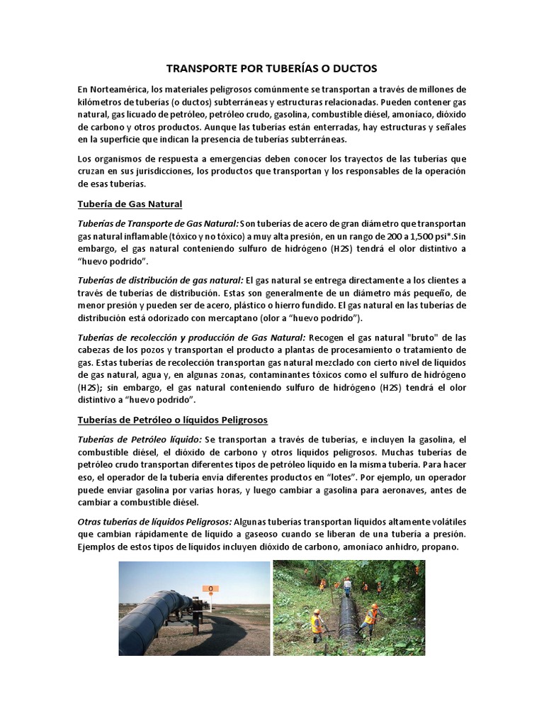 Normativa de Transporte por Tuberías | PDF | Gas natural | Mercancías ...
