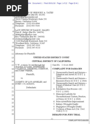 Weber Conformed Complaint PDF | PDF | Damages | Fourth Amendment 