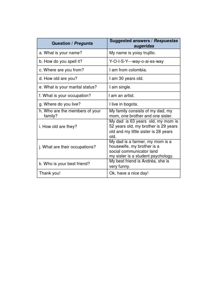 Question / Pregunta Suggested Answers / Respuestas: Sugeridas | PDF ...