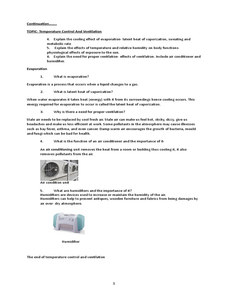 Temperature Control & Ventilation Explained | PDF | Air Conditioning ...
