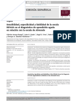 Apendicitis Sensibilidad Especificidad y Fiabilidad de La Escala RIPASA en Relacion a La de ALVARADO