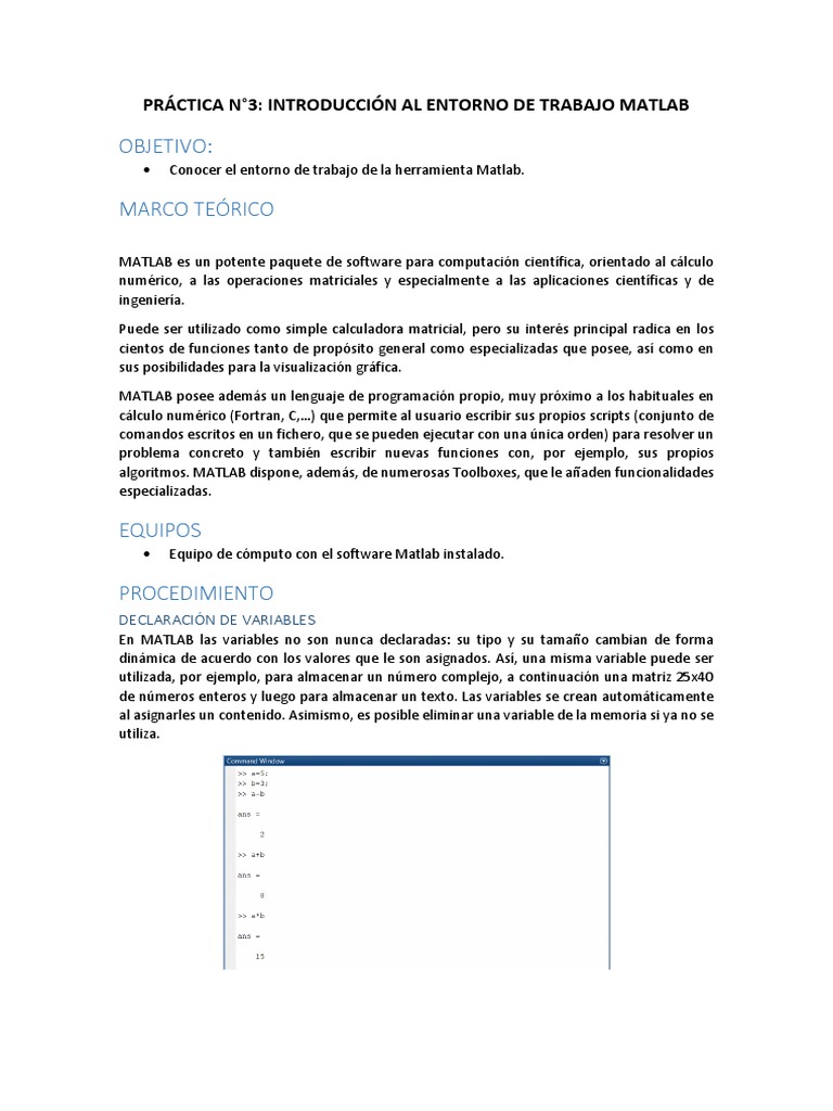 Práctica N3 | PDF | Matlab | Matriz (Matemáticas)