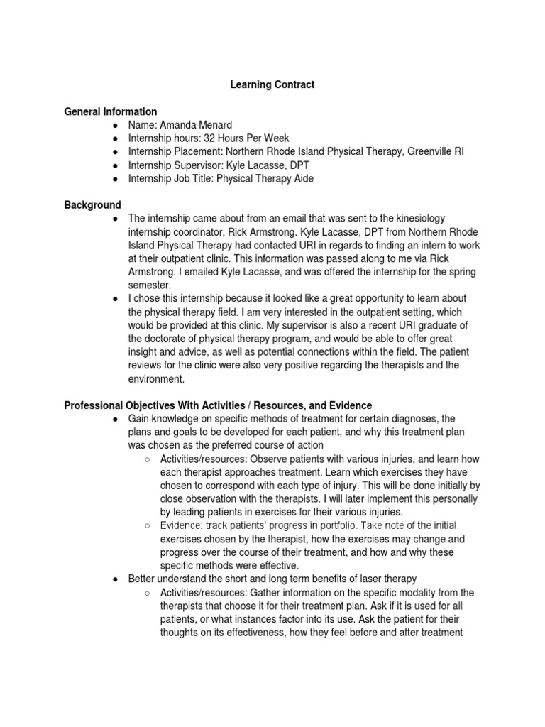 Physical Therapy Internship Contract | PDF | Physical Therapy | Internship