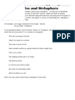Simile and Metaphor Worksheet PDF
