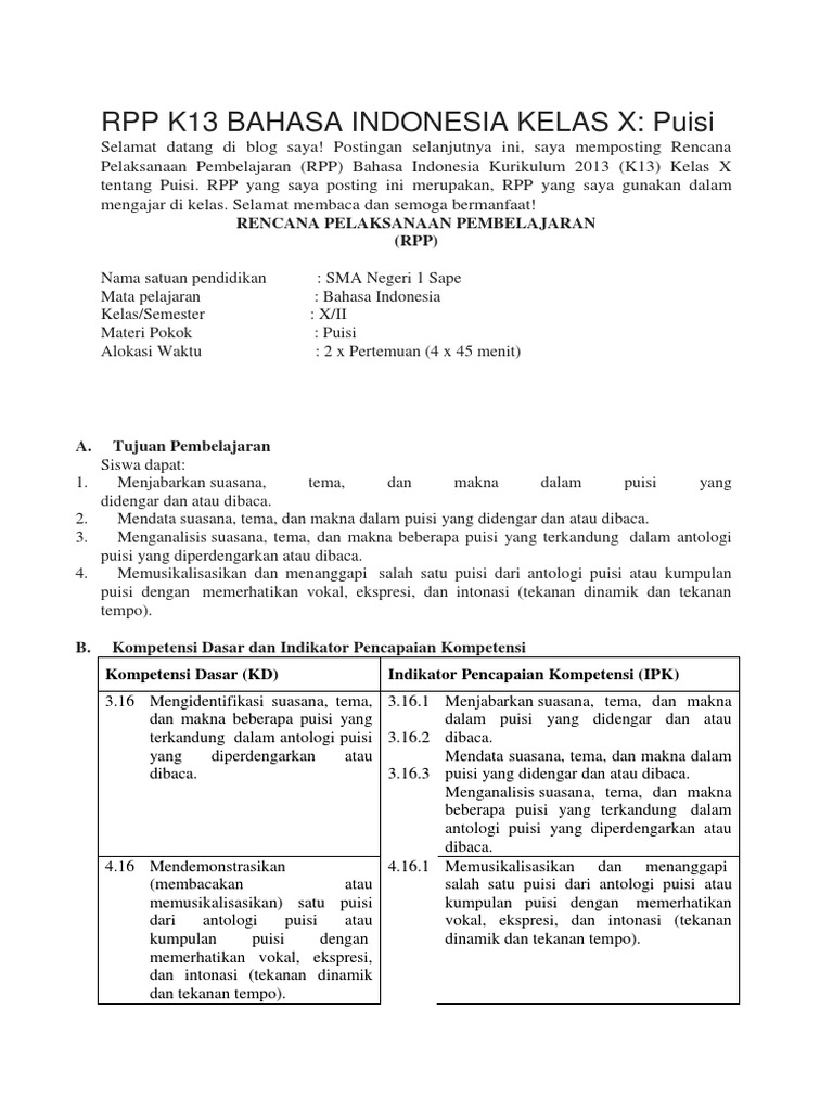 Pelajaran Bahasa Indonesia Kelas X Mudah