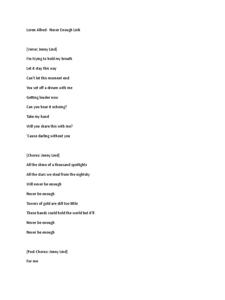 Loren Allred Never Enough Pdf