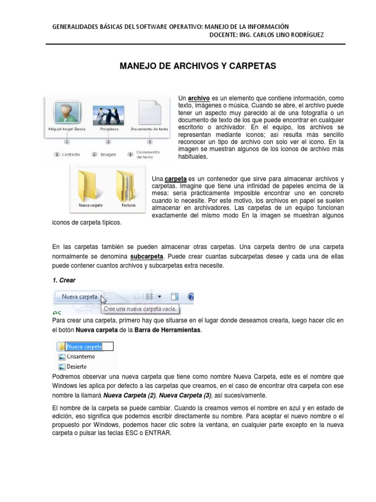 Manejo de Archivos y Carpetas en Windows | PDF | Archivo de computadora ...