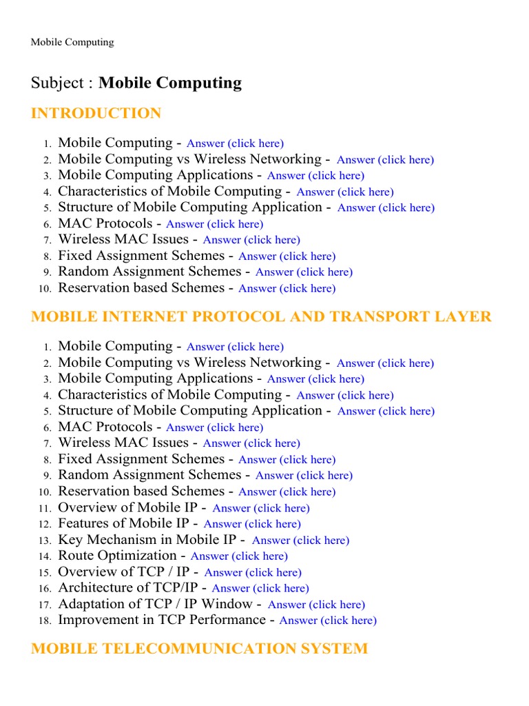 Mobile Computing - Lecture Notes, Study Material and Important ...