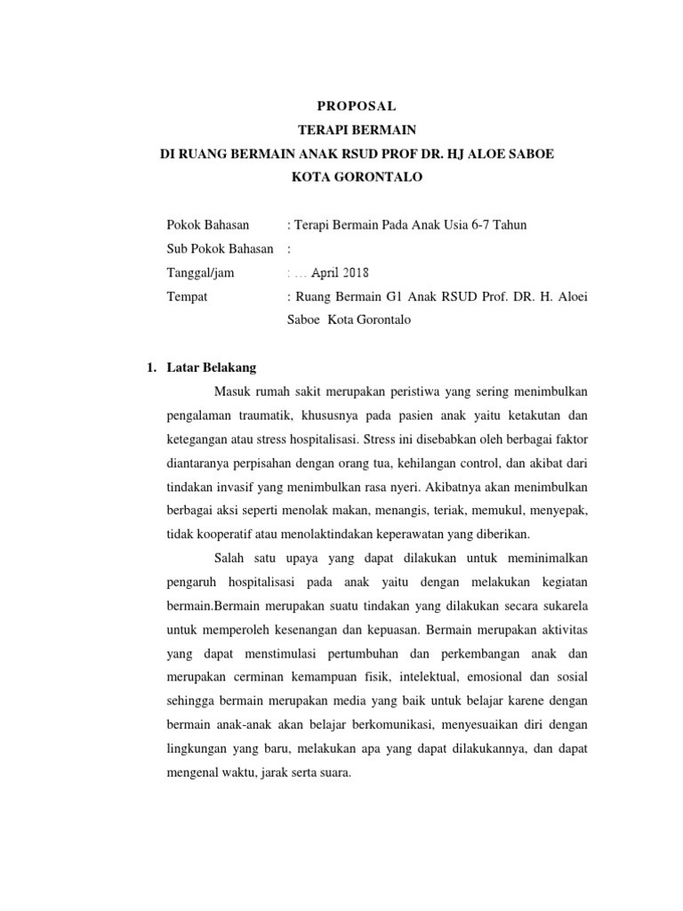 Proposal Terapi Bermain 6 7 Sesi 2