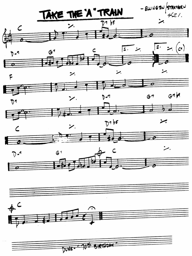Take The A Train Lead Sheet