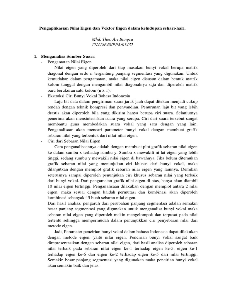 Aplikasi Nilai Eigen dalam Analisis Suara | PDF | Metode & Bahan Ajar ...