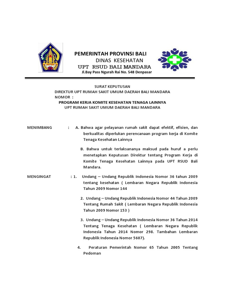 Program Kerja Komite Kesehatan Tenaga Lainnya