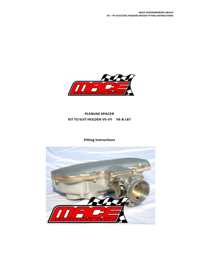 Plenum Spacer Fitting Instructionsmkii PDF Nut (Hardware) Vehicle