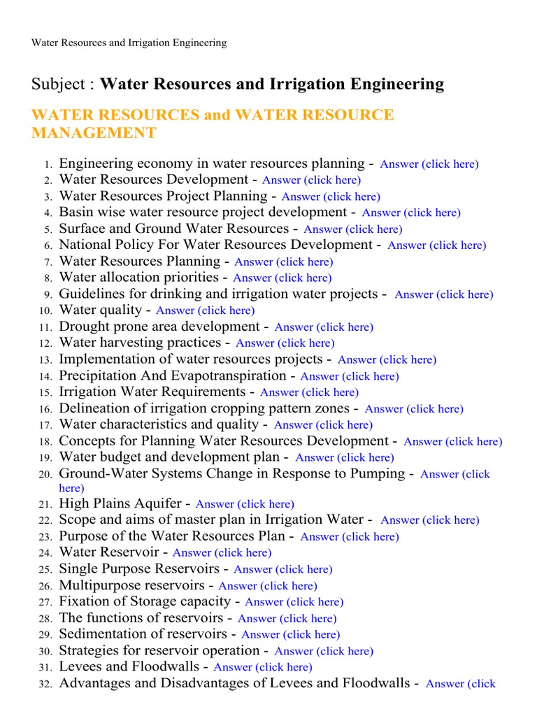 research questions on water resources