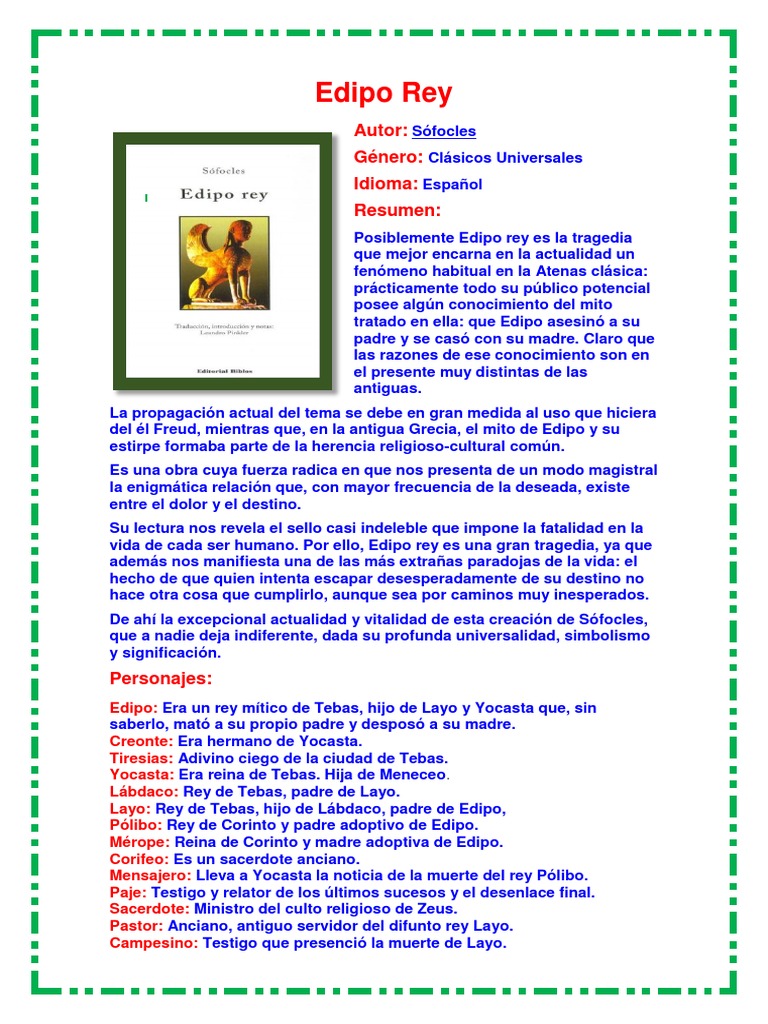 Edipo Rey y Antígona: Tragedia de Sófocles | PDF | Edipo | Sófocles