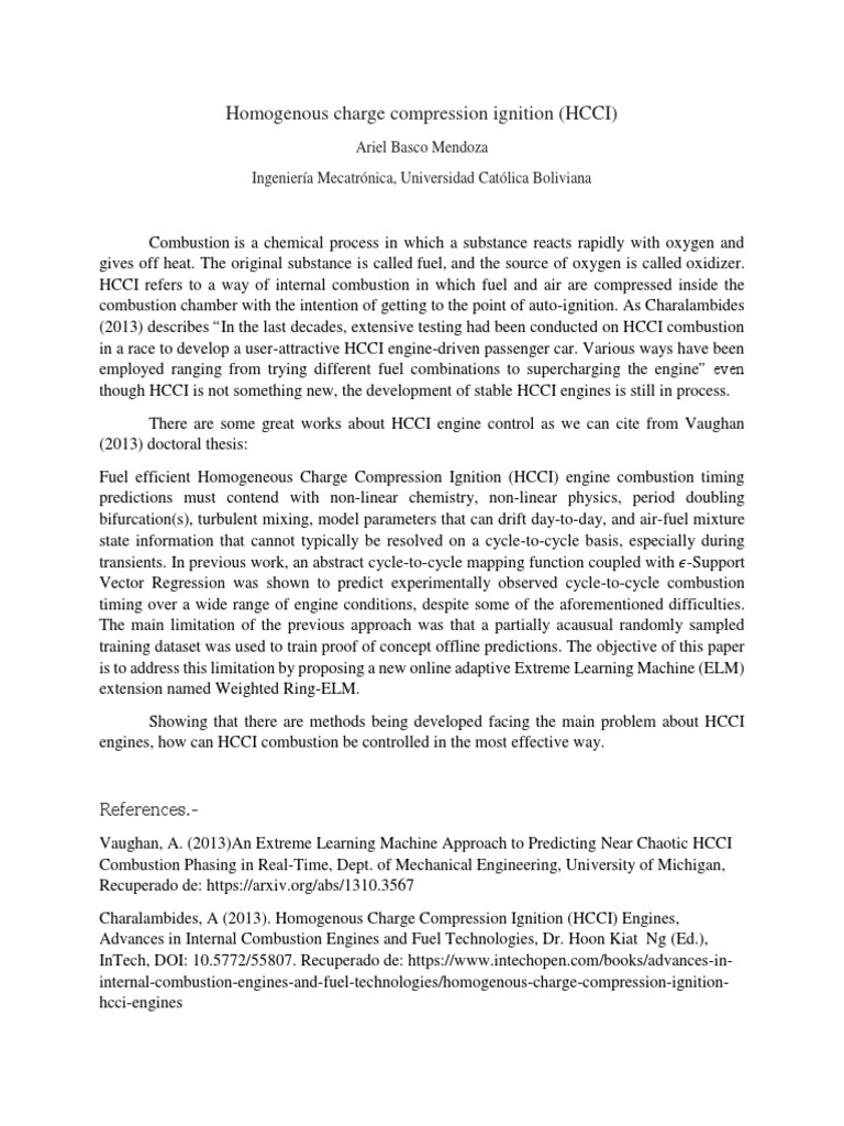 Homogenous Charge Compression Ignition | PDF | Combustion | Internal ...