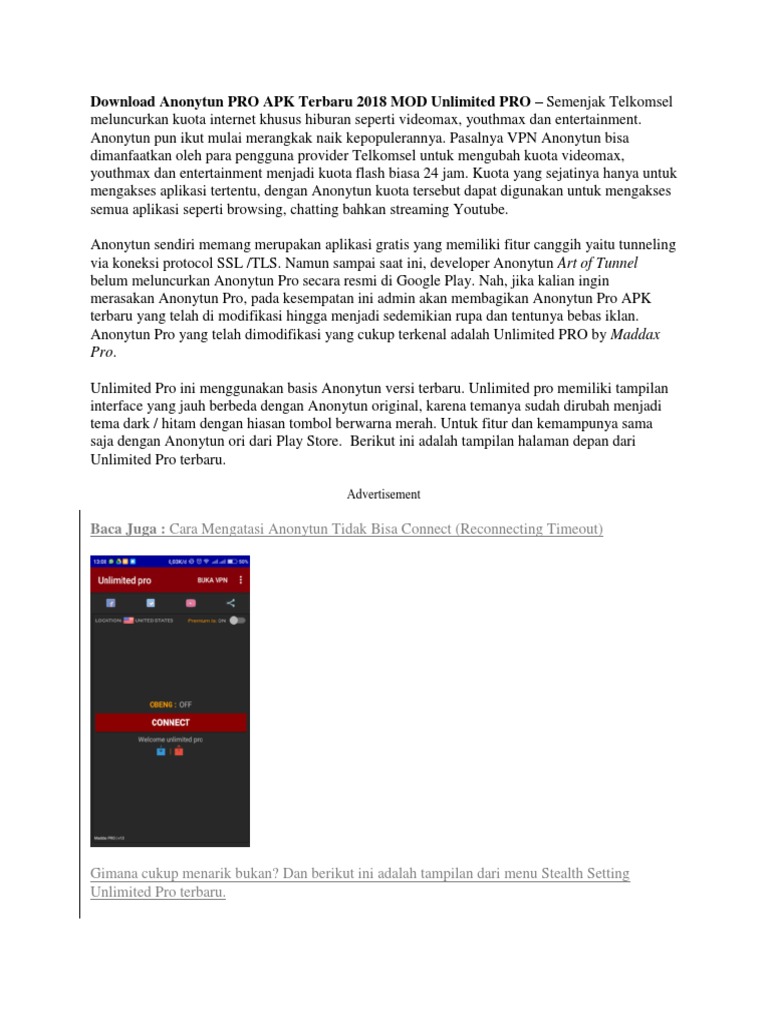 Anonytun PRO APK Terbaru 2018 MOD Unlimited PRO PDF