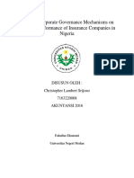 Effect of Corporate Governance Mechanisms On Financial Performance of Insurance Companies in Nigeria