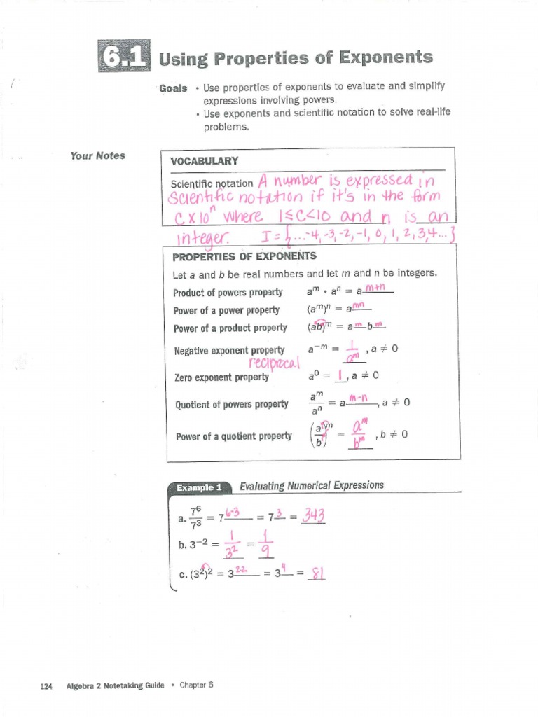 Alg2-6 1NotesAnswers | PDF