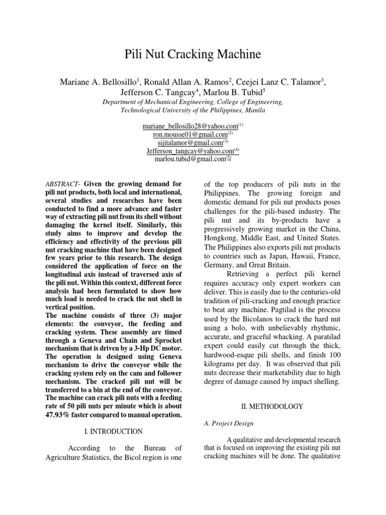 Pili Nut Cracking Machine PDF Machines Kernel (Operating System)