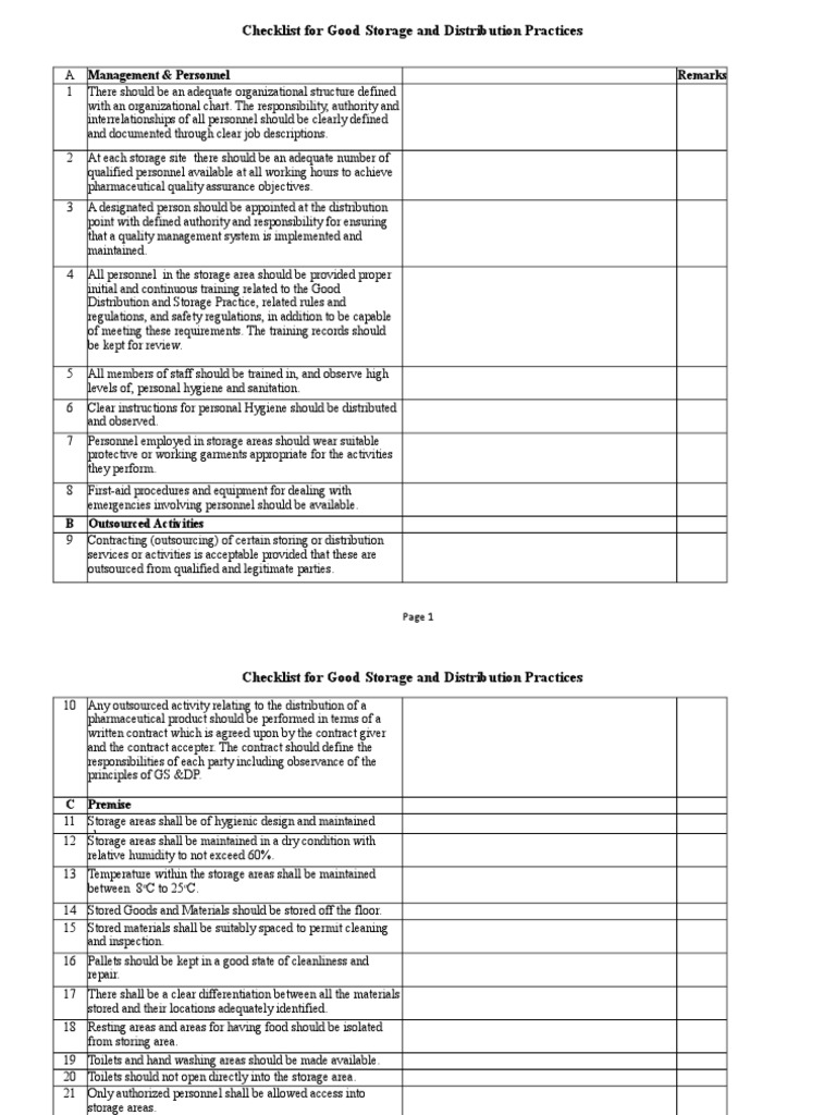 GSDP Checklist Shelf Life Packaging And Labeling