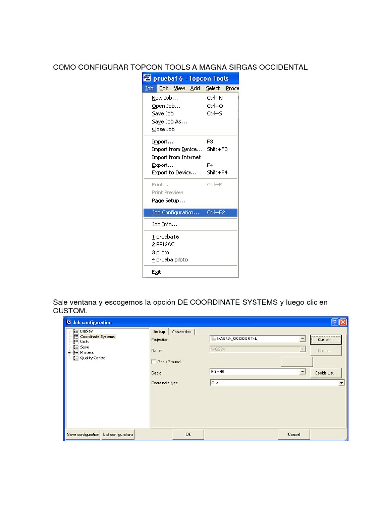 Configuración de Topcon Tools a Magna SIRGAS | PDF