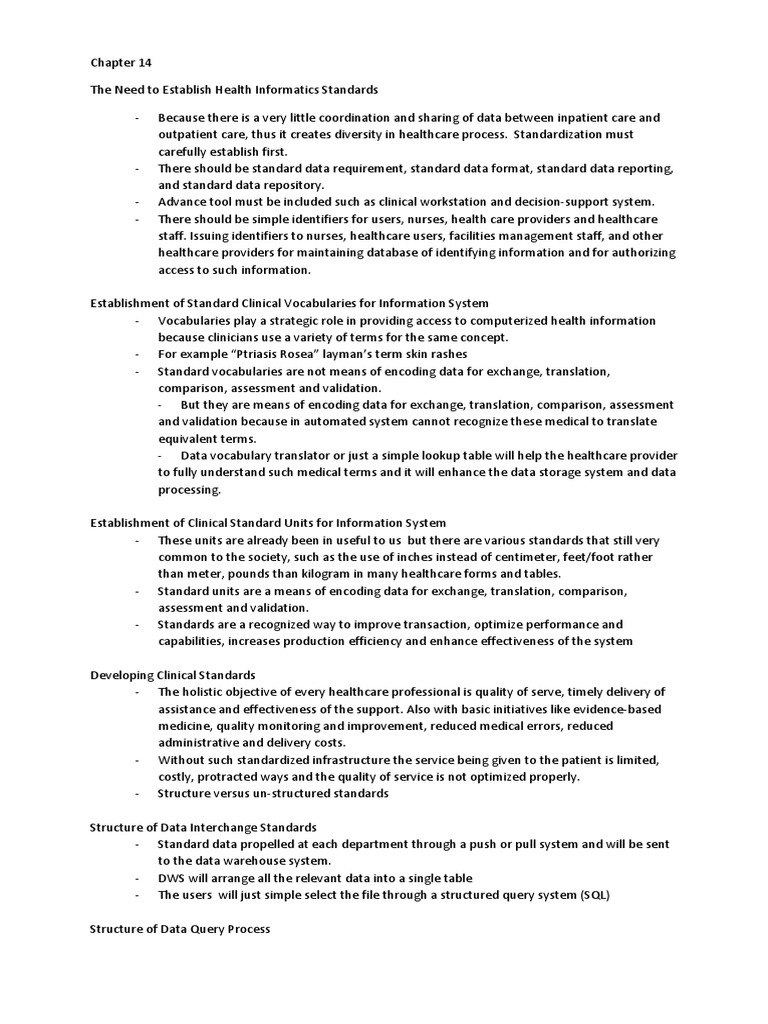 Importance of Health Informatics Standards | PDF | Electronic Health ...
