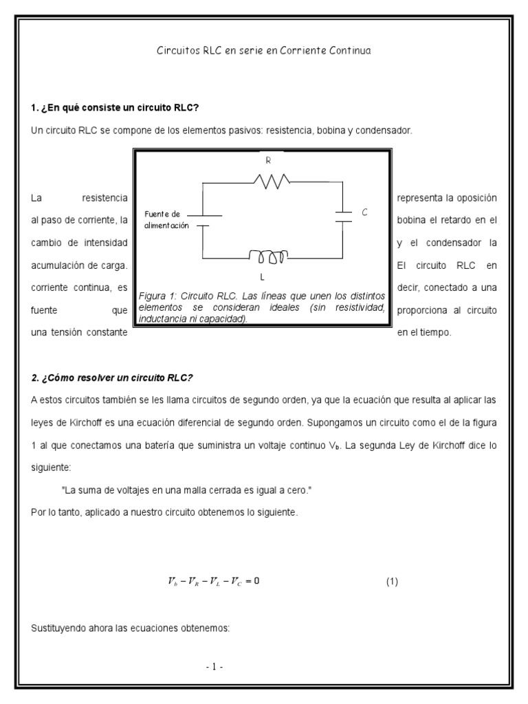 Circuitos RLC en Corriente Continua | PDF | Corriente eléctrica | Inductor