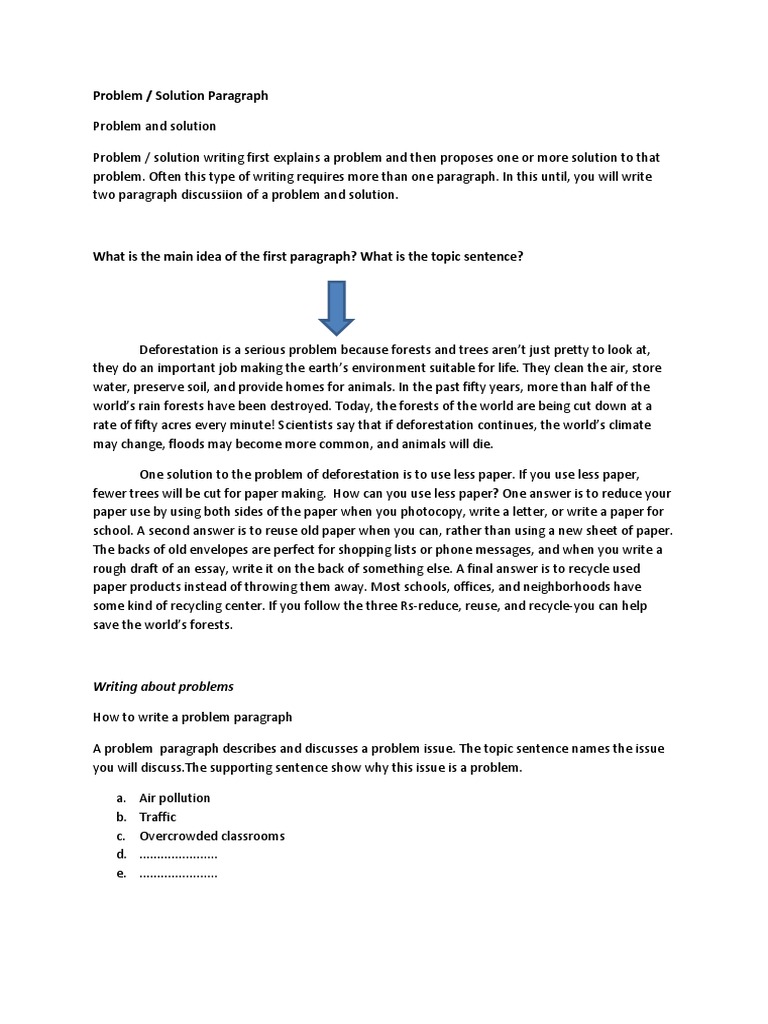 Problem and solution paragraph pdf paper deforestation