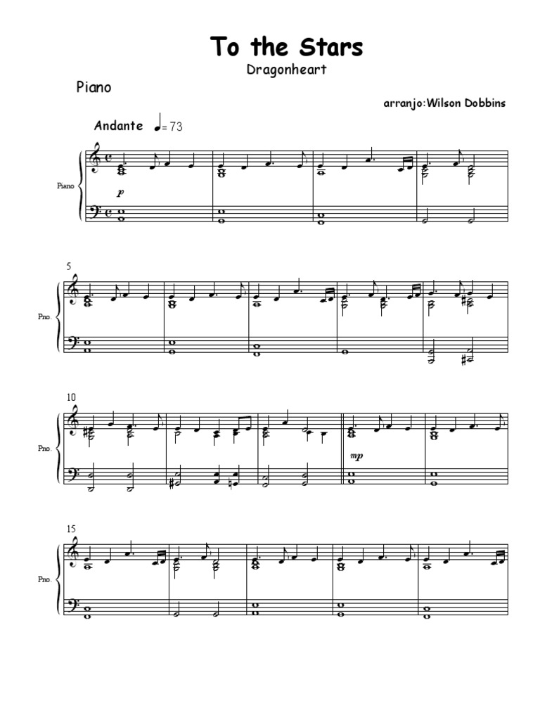 To The Stars Dragonheart Piano