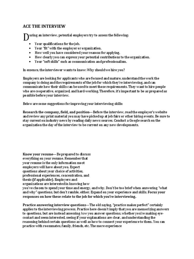 Interview Packet | PDF | Interview | Question
