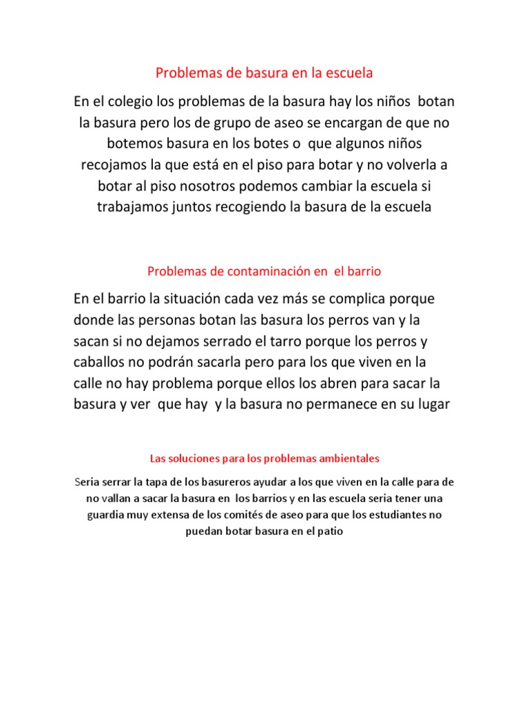 Soluciones a la Basura en la Escuela | PDF | Hogar, jardinería y bricolaje