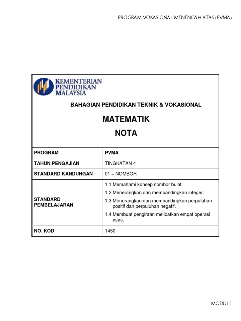 Nota 1 Nombor Pdf