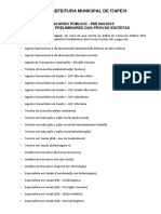 Prefeitura Municipal de Itapevi: Concurso Público - Pmi 004/2015 Gabaritos Preliminares Das Provas Escritas