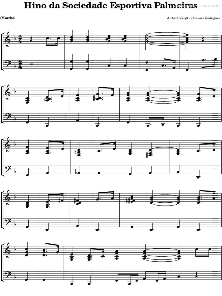 Hino Da Sociedade Esportiva Palmeiras Part. Piano PDF