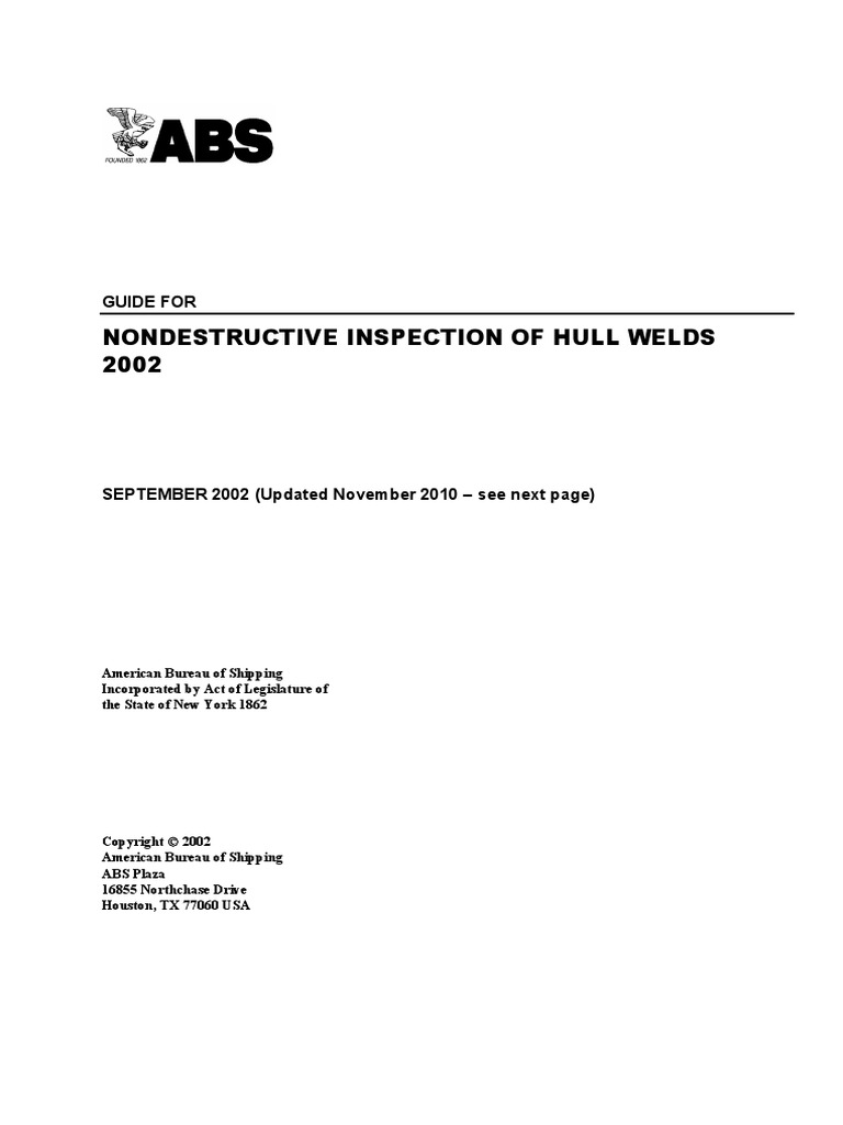 Nondestructive Inspection of Hull Welds 2002 | PDF | Nondestructive ...