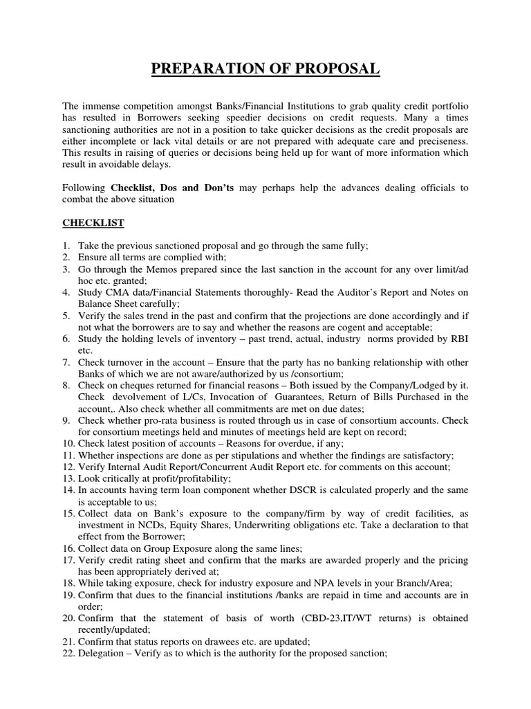 15.preparation of Proposal | PDF | Cheque | Banks