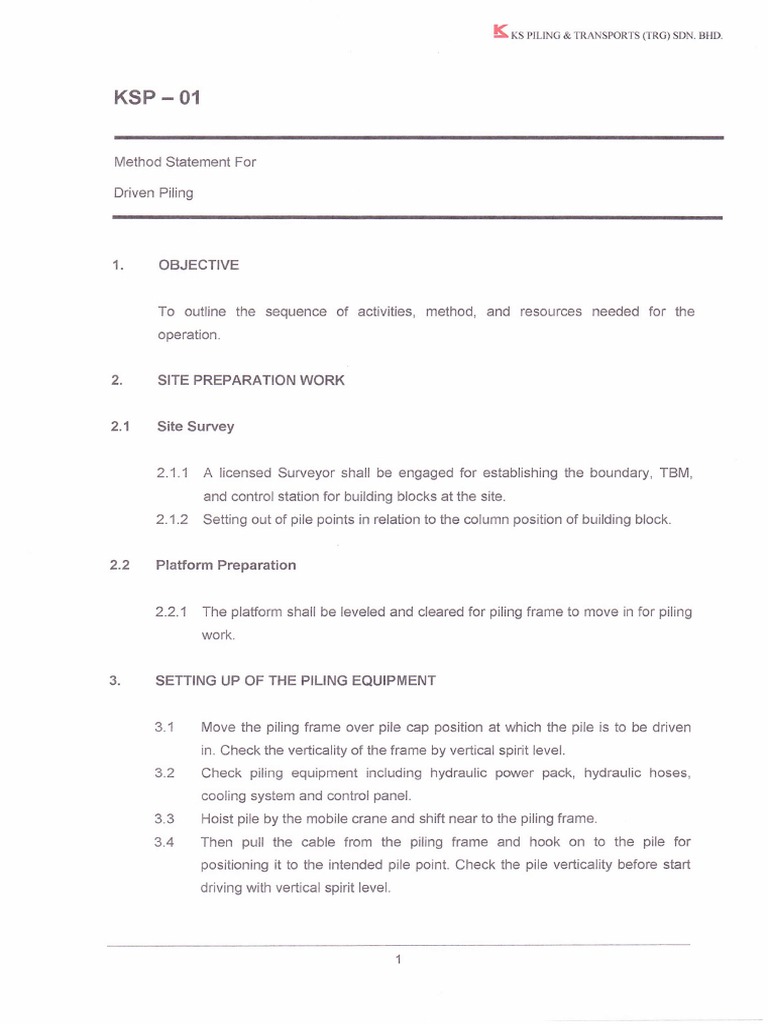 Driven Piling Method Statement Guide | PDF | Deep Foundation | Surveying