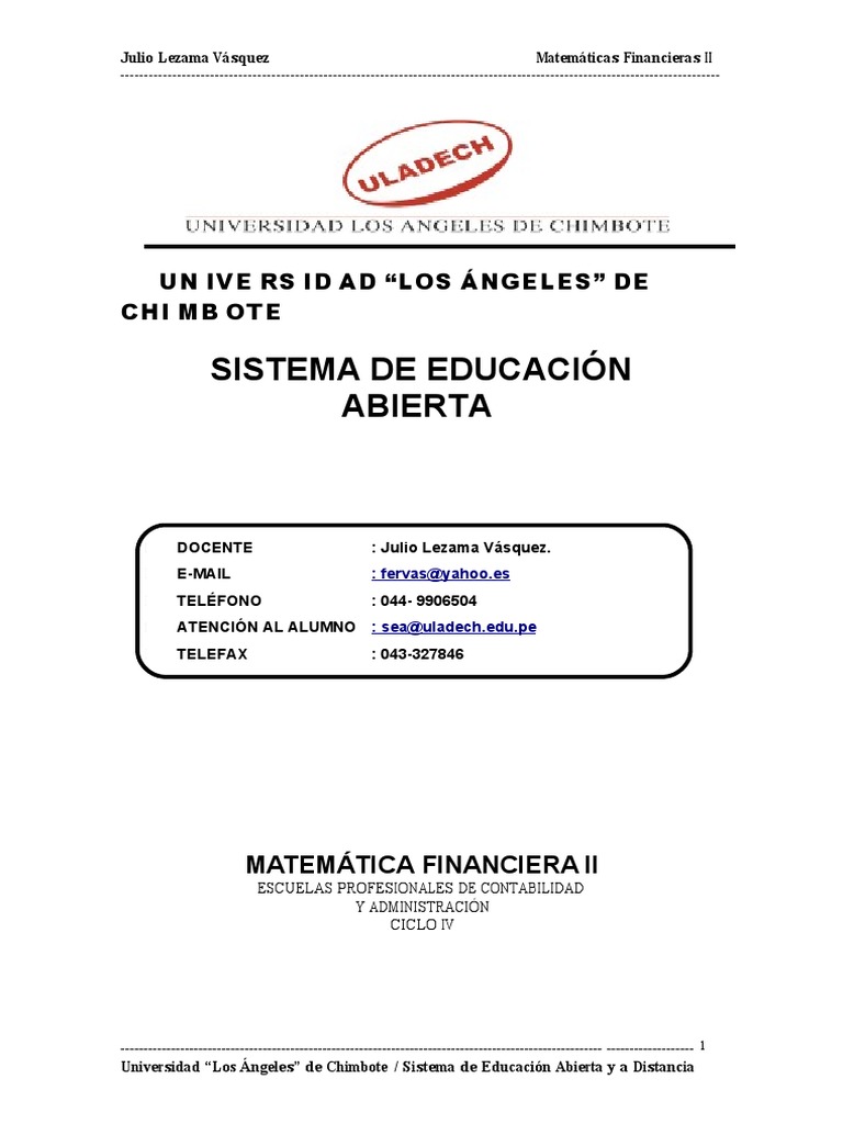 Financiera 3 Matematica Financiera Ii Uladech Finanzas Matematicas Interes