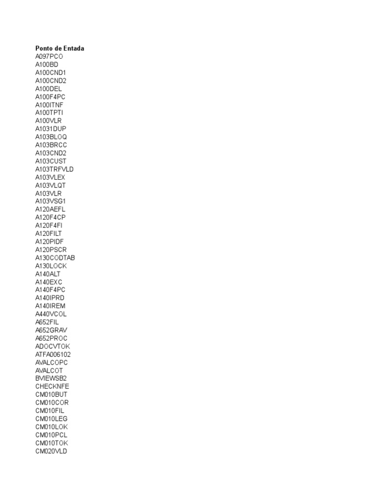 List of Entry Points and Codes | PDF | Data | Option (Finance)