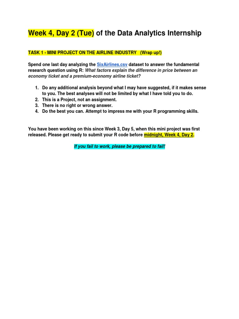 Data Analytics Internship Guide | PDF | Data Analysis | Question