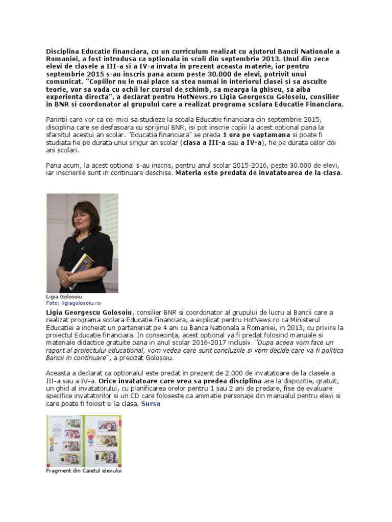 Disciplina Educatie Financiara