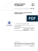 NTC 5444 Biodiesel para Uso en Motores Diesel Especificaciones PDF