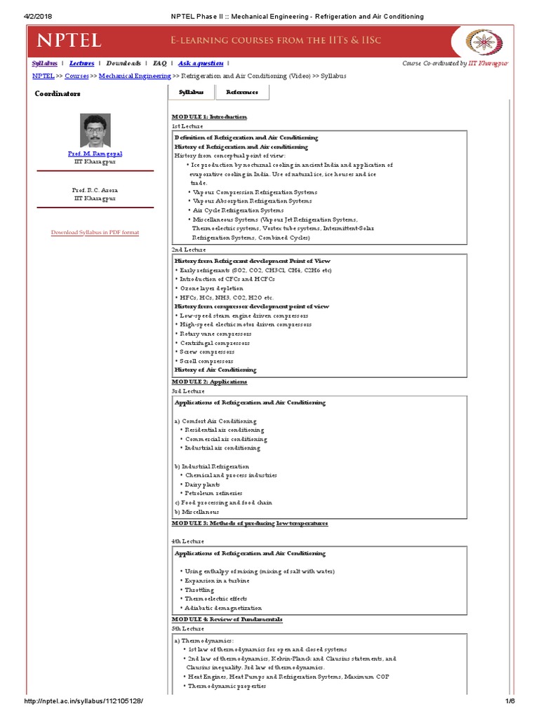 NPTEL Phase II Mechanical Engineering Refrigeration and Air Conditioning PDF Air
