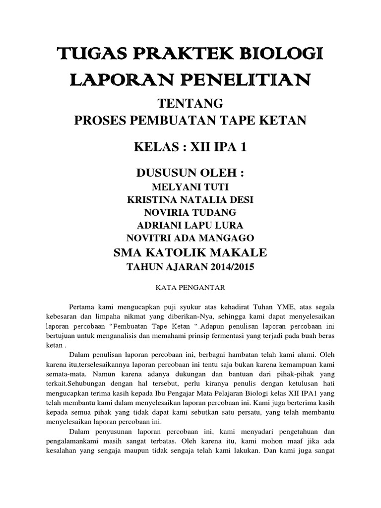 Laporan Praktikum Tape Ketan