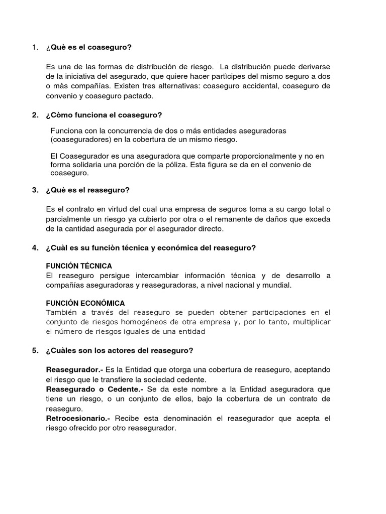Coaseguro y Reaseguro en Seguros | PDF | Póliza de seguros | Reaseguro