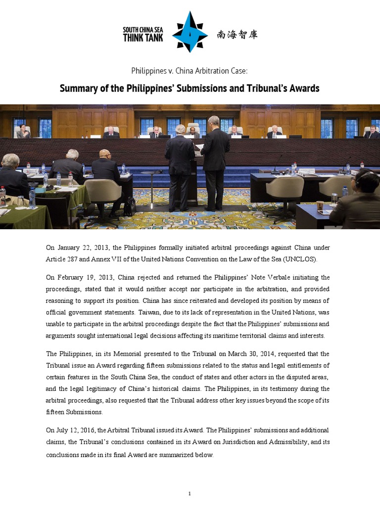 The Philippines v. China Arbitration Case: A Summary of Key Issues, the ...