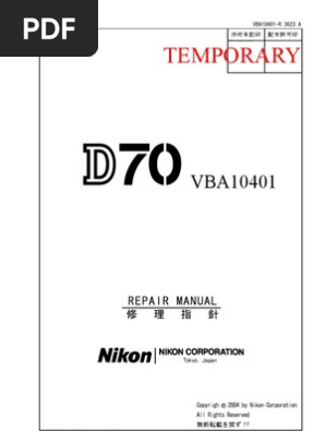 Nikon D70 Service Manual Autofocus Camera Lens