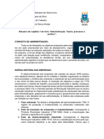 Resumo da história da administração e teoria administrativa