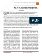 To Study The Impact of Job Satisfaction and Demographic Factors On Organizational Commitment Among Girls' College, Pune, India